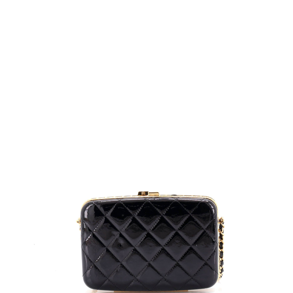 Framed Box Clutch with Chain Quilted Patent Small
