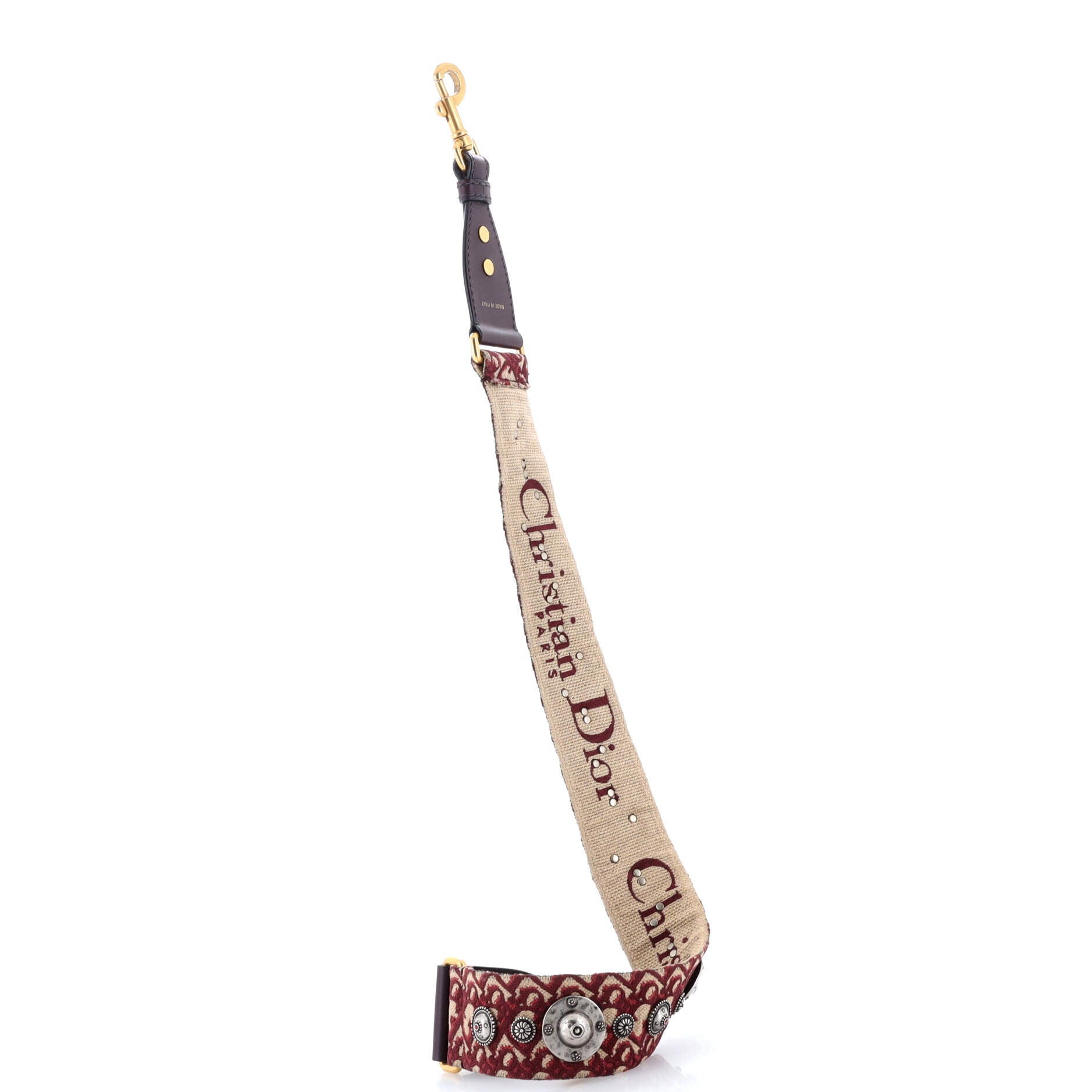Shoulder Strap Embellished Oblique Canvas