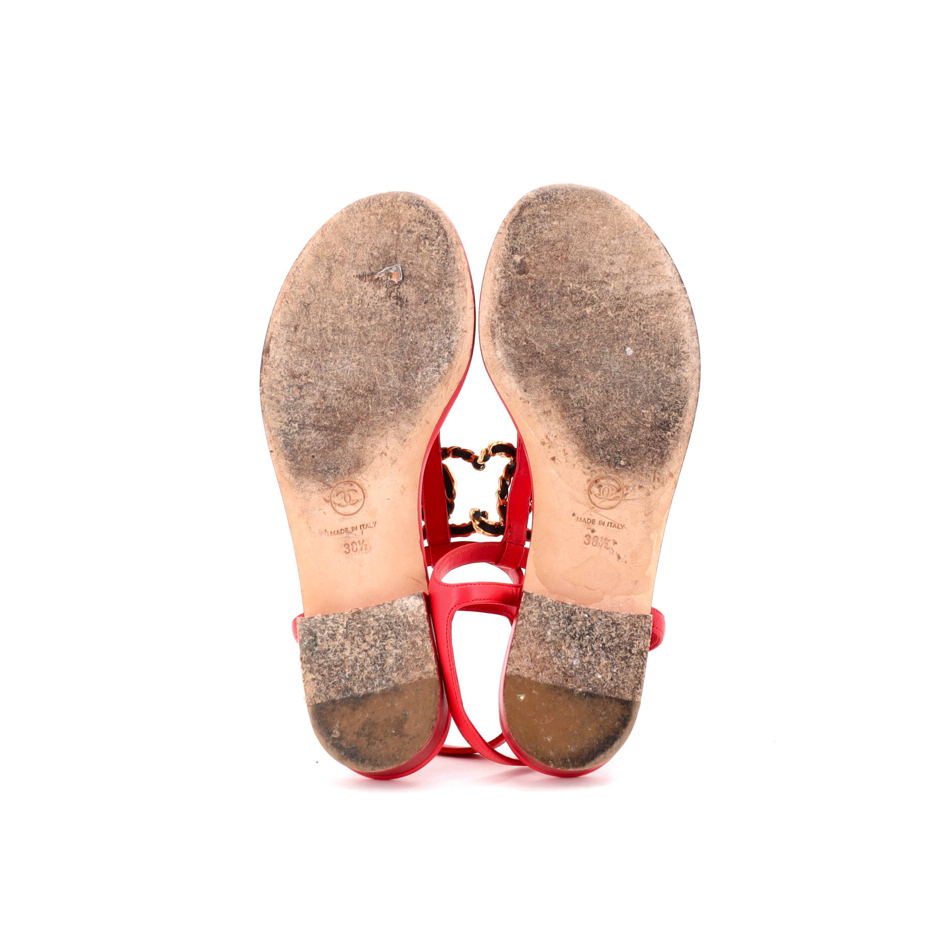 Women's CC Chain T-Strap Sandals Quilted Leather