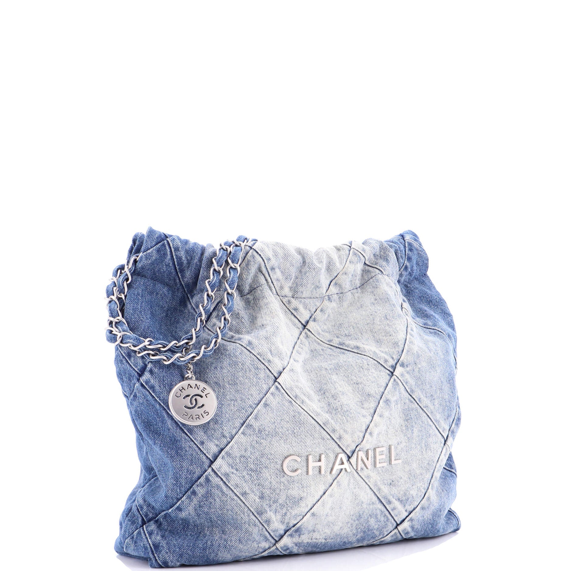 22 Chain Hobo Quilted Denim Small