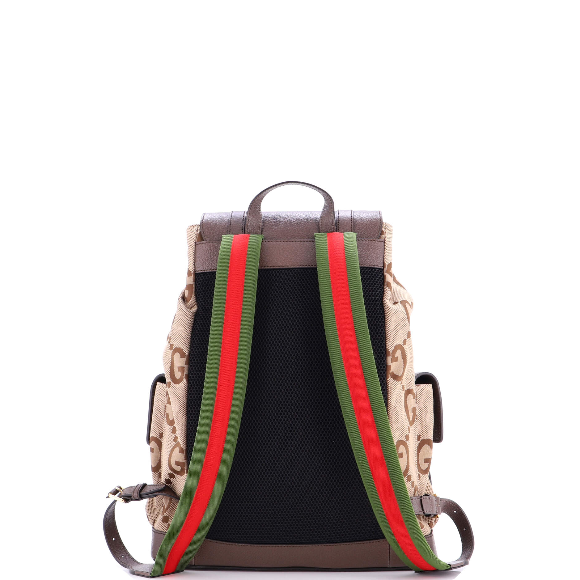 Double Pocket Belt Backpack Jumbo GG Canvas and Leather Large