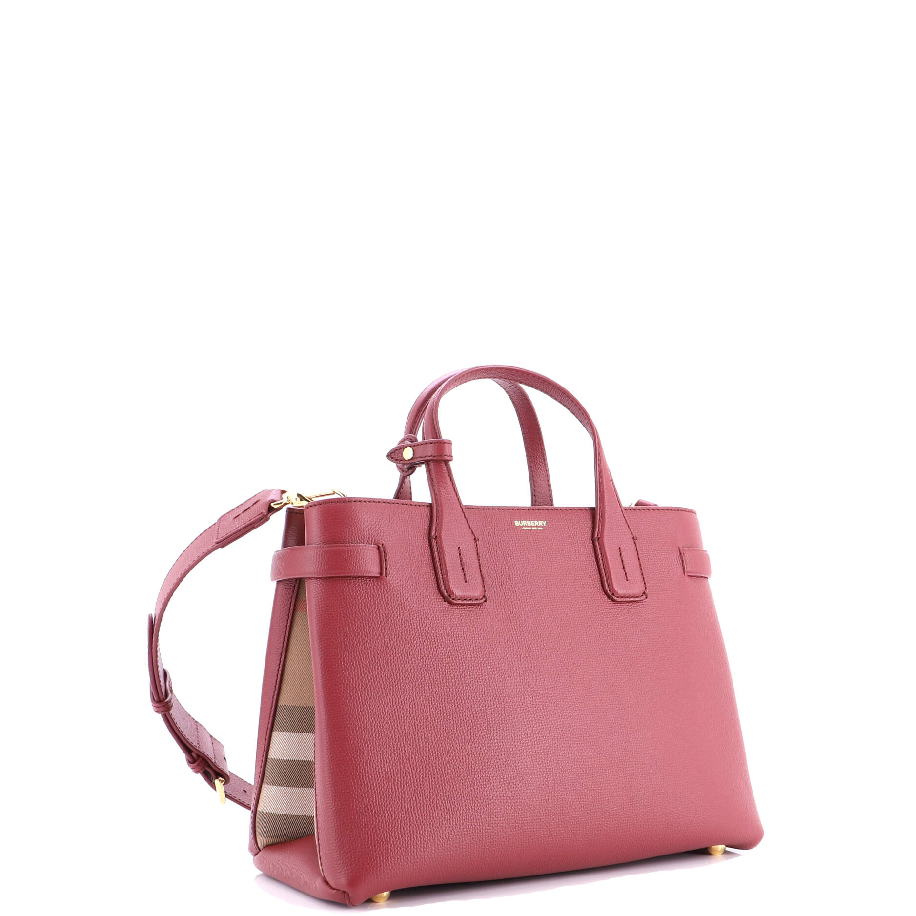 Banner NM Tote Leather with House Check Canvas Medium