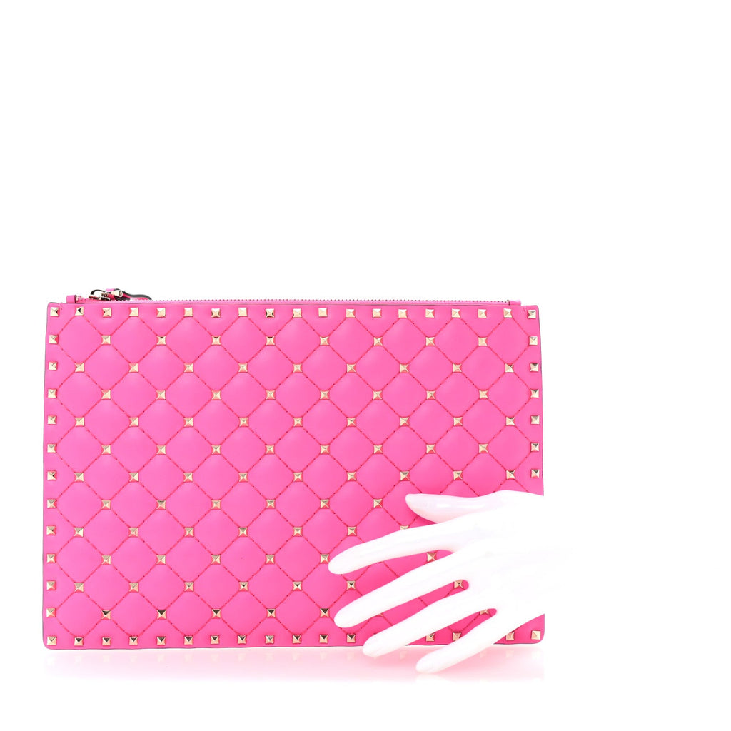 Vitello Rockstud Spike It Zip Pouch Azalea