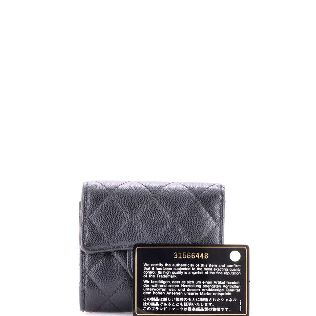 Trifold Flap Wallet Quilted Lambskin Small