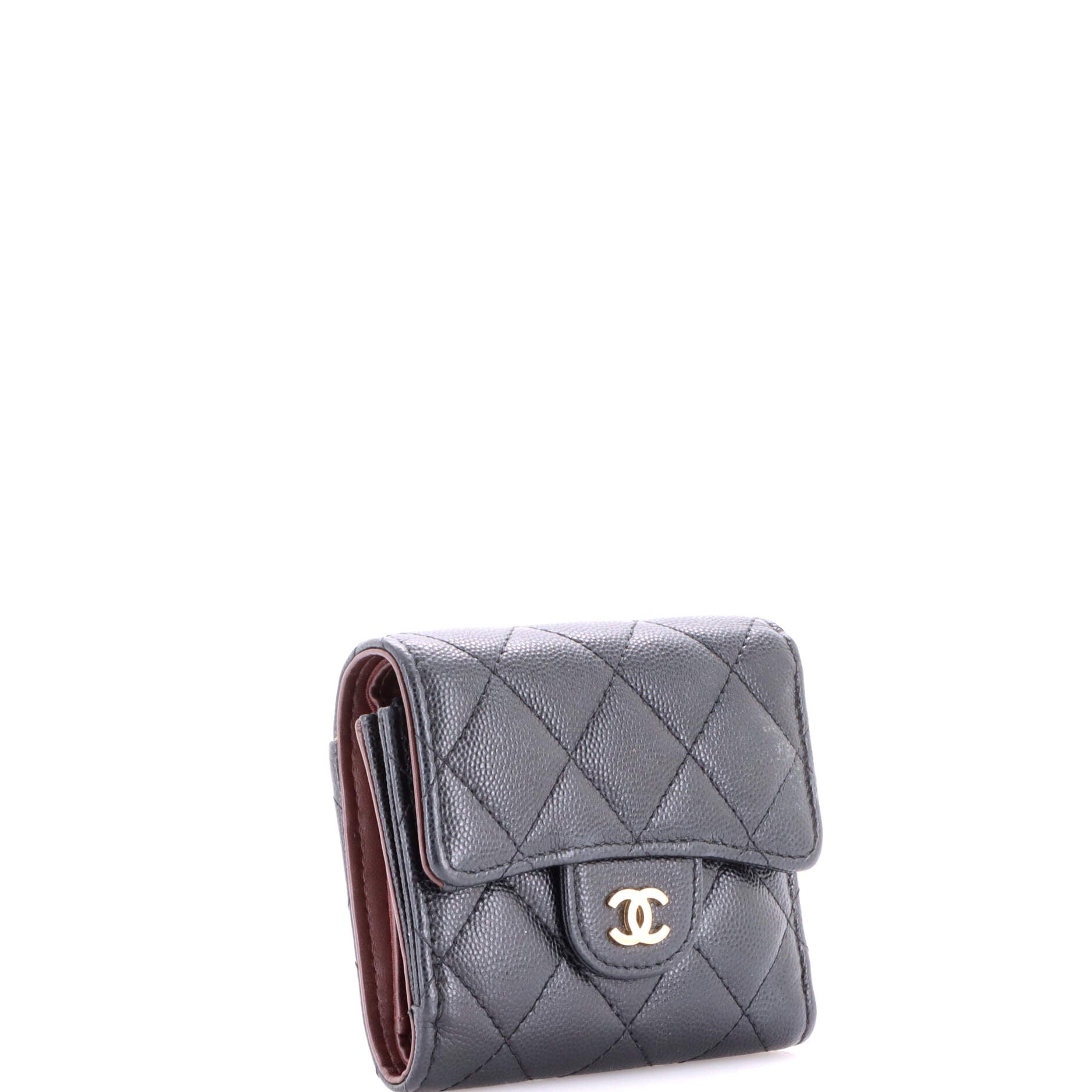 Trifold Flap Wallet Quilted Lambskin Small