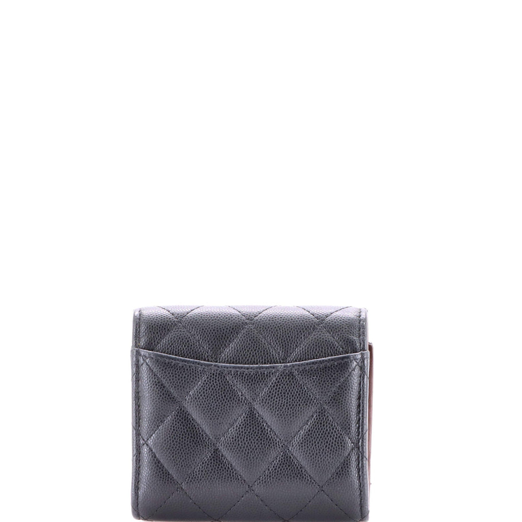 Trifold Flap Wallet Quilted Lambskin Small