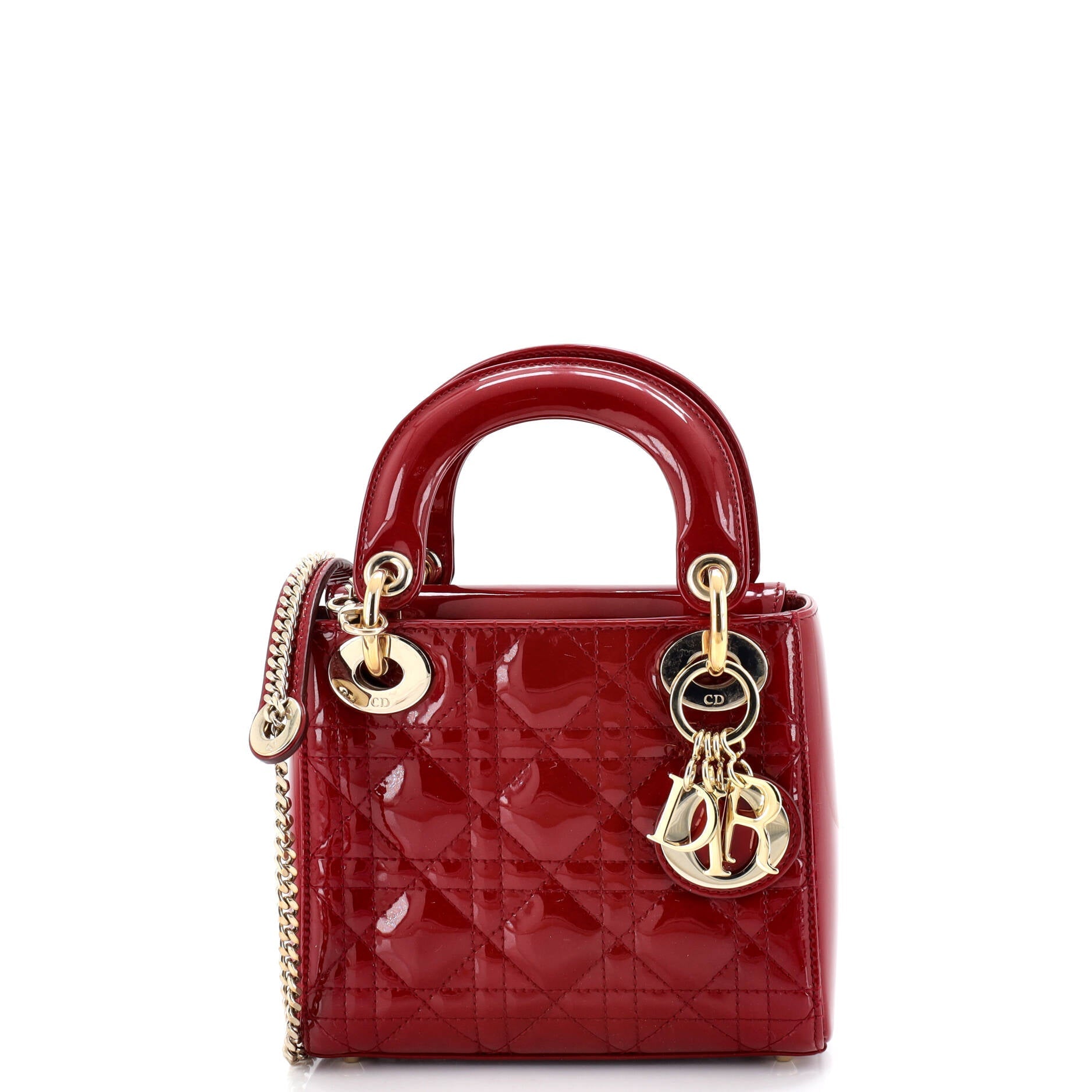 Lady Dior Chain Bag Cannage Quilt Patent Mini