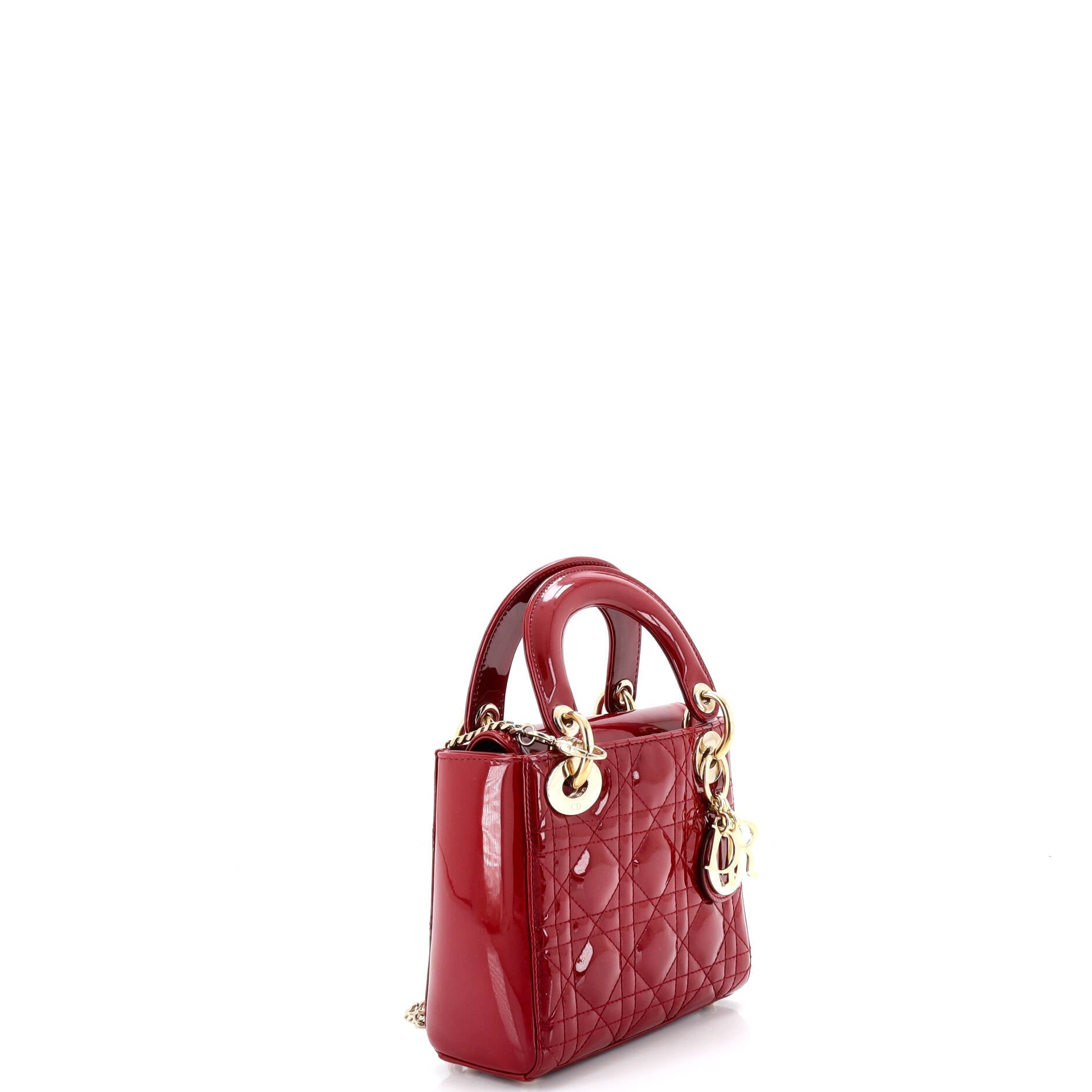 Lady Dior Chain Bag Cannage Quilt Patent Mini