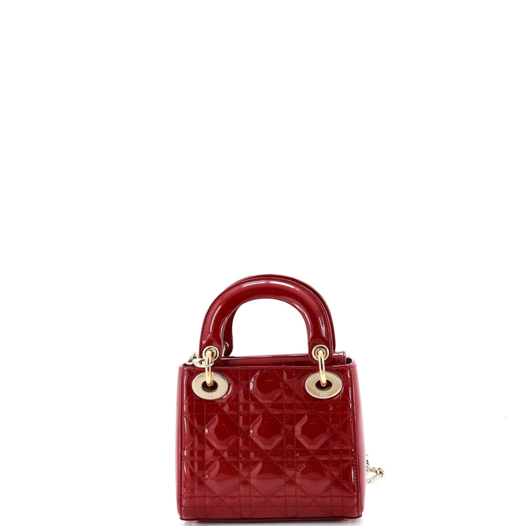 Lady Dior Chain Bag Cannage Quilt Patent Mini