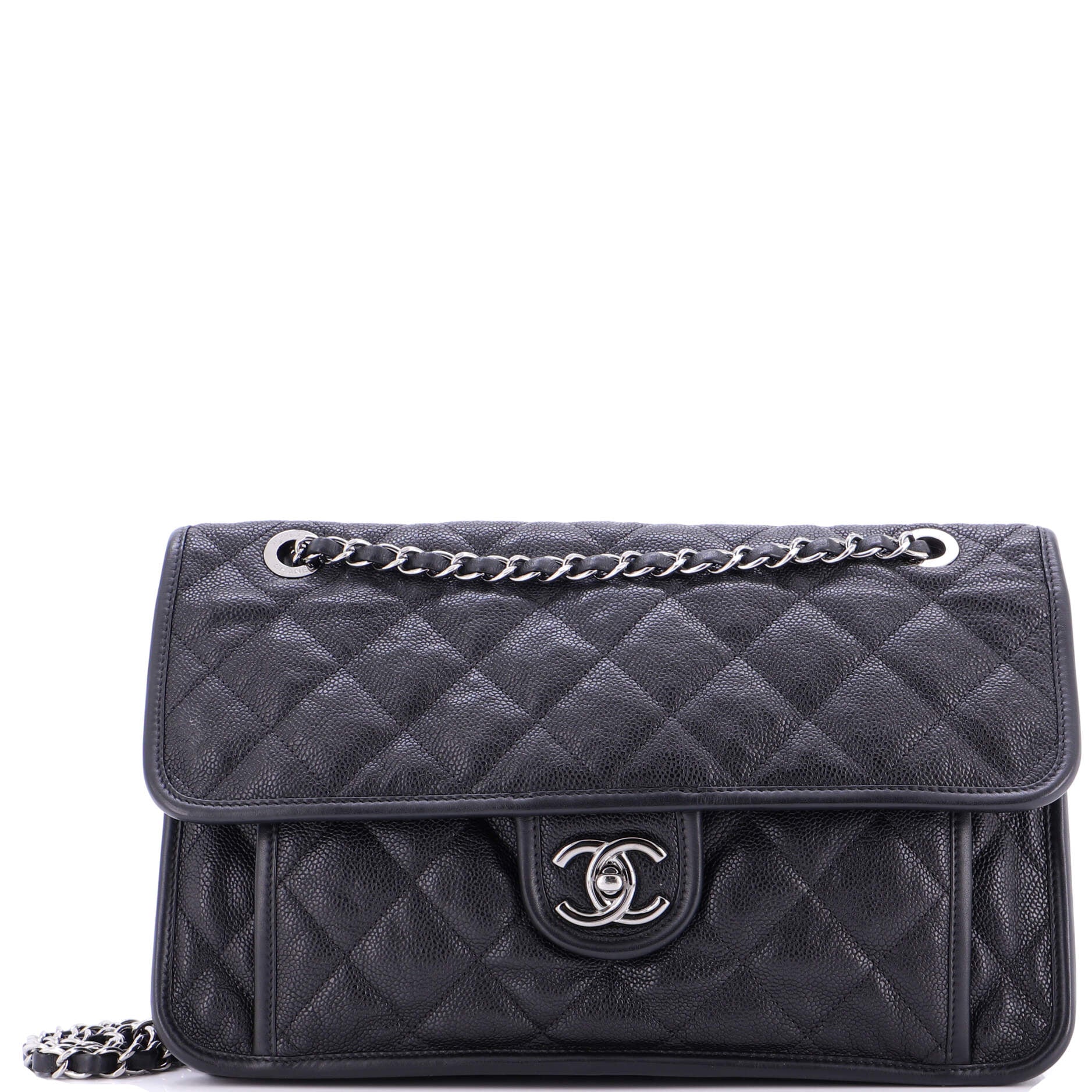 French Riviera Flap Bag Quilted Caviar Large