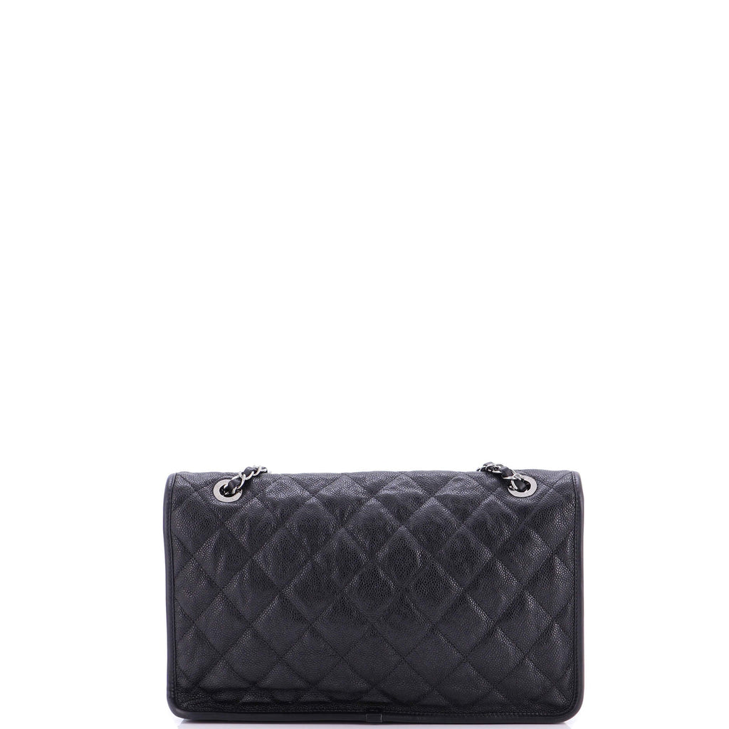 French Riviera Flap Bag Quilted Caviar Large