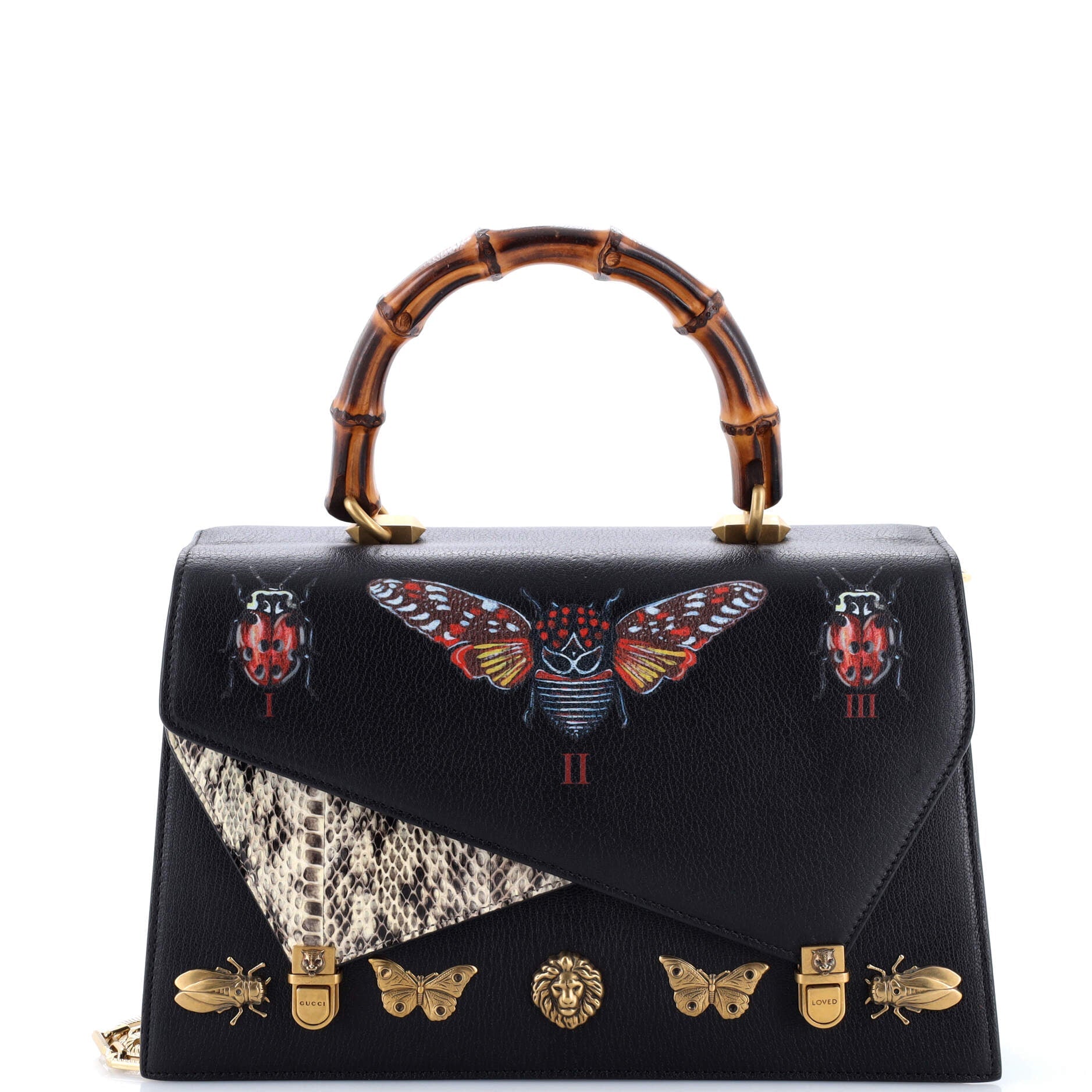 Ottilia Top Handle Bag Painted Leather with Snakeskin Medium