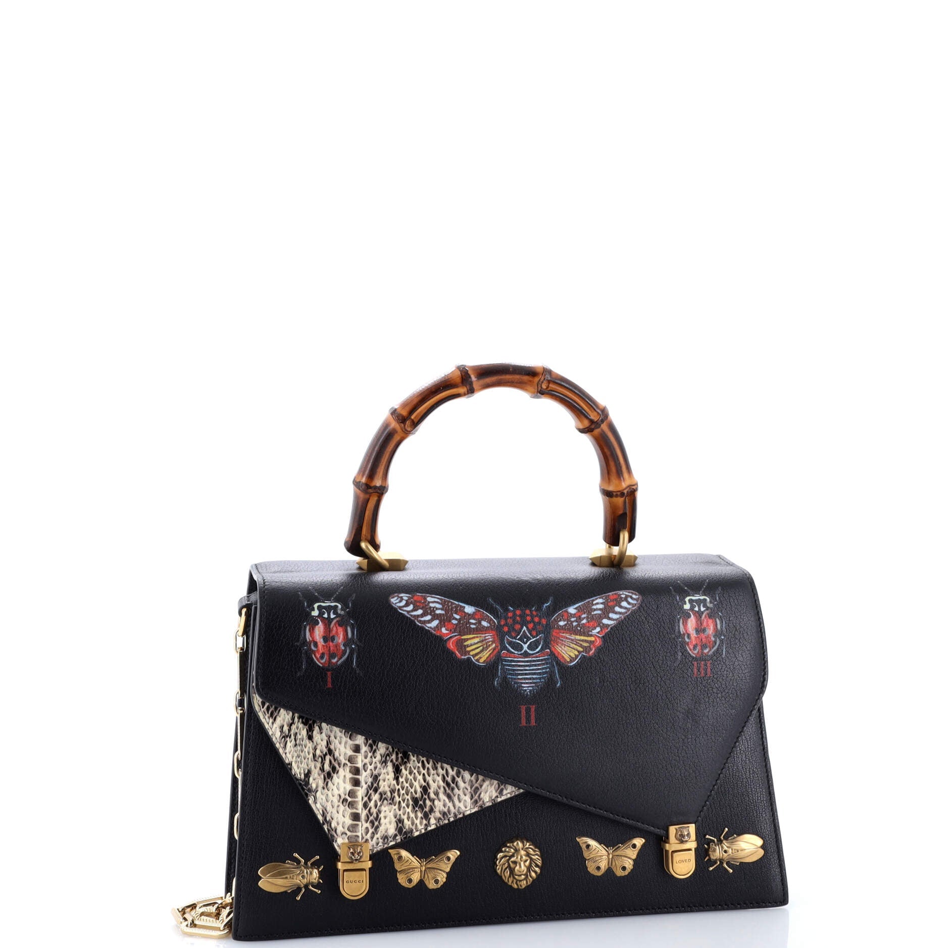 Ottilia Top Handle Bag Painted Leather with Snakeskin Medium