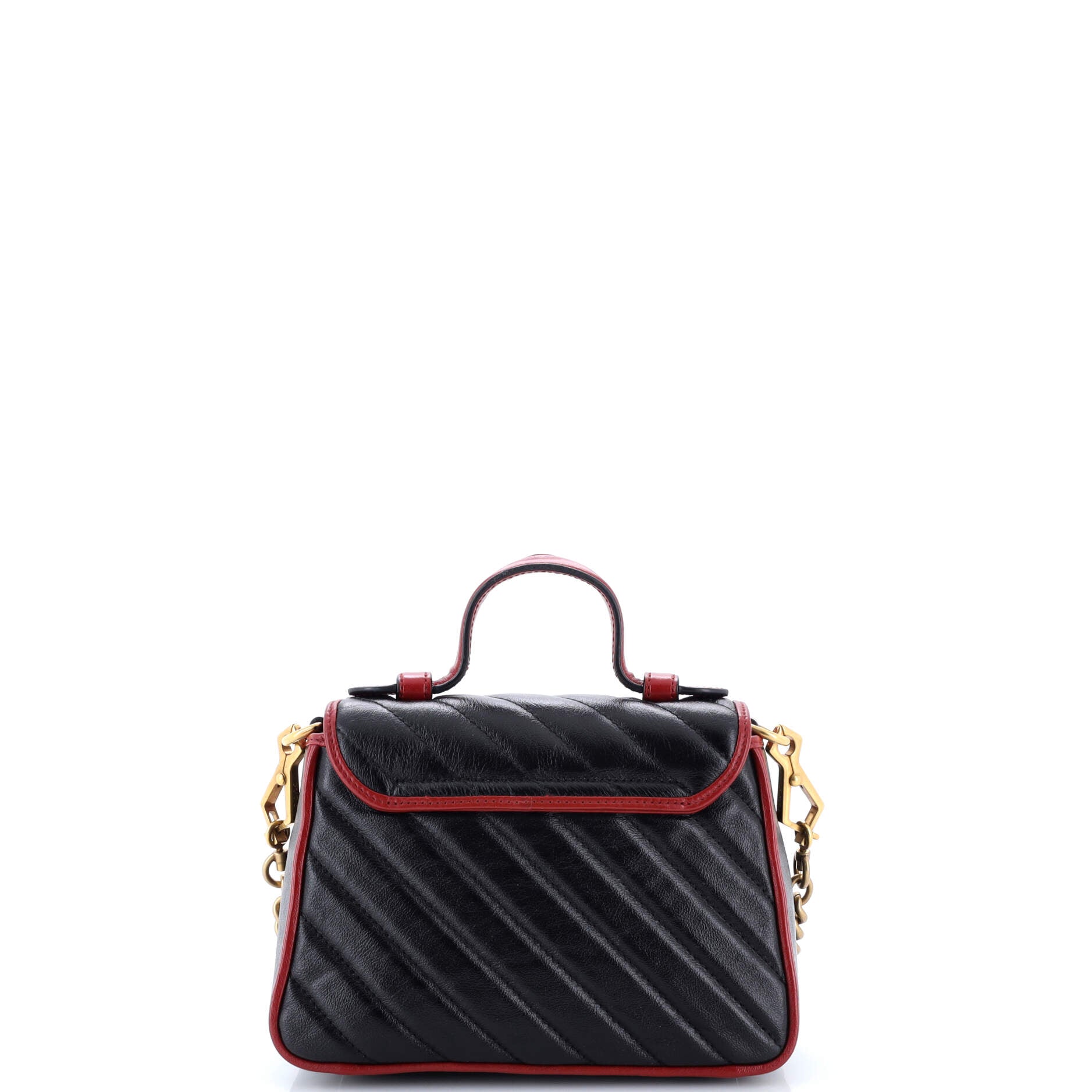 GG Marmont Top Handle Flap Bag Diagonal Quilted Leather Mini