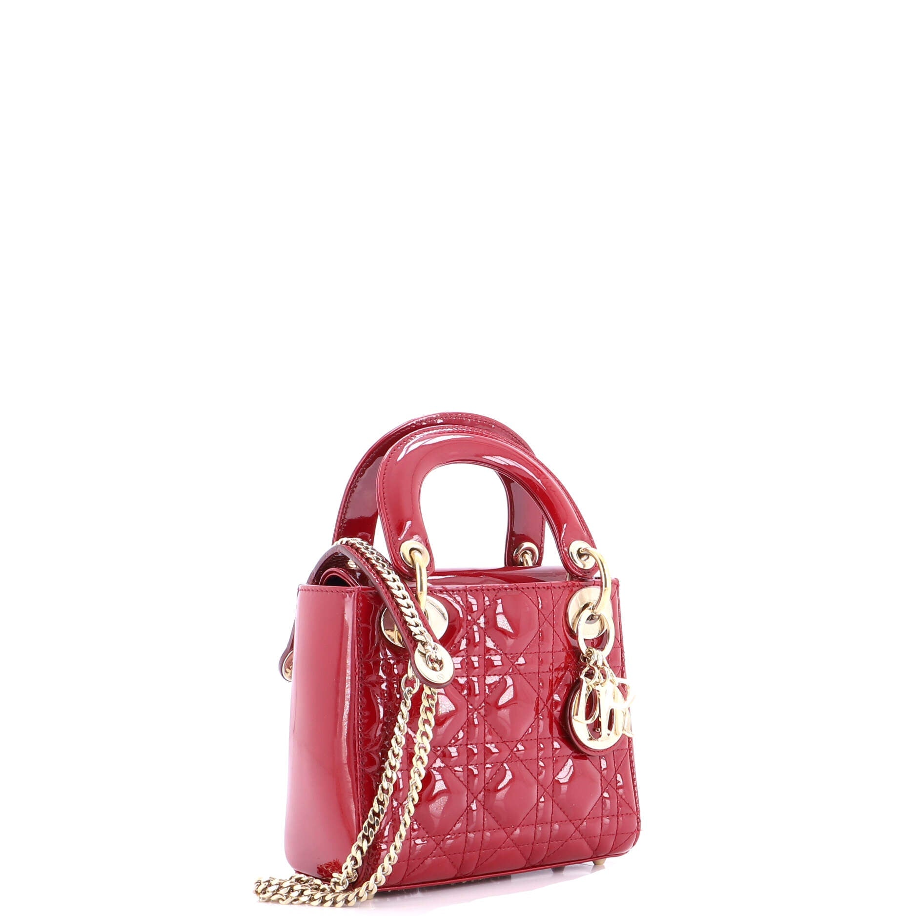 Lady Dior Chain Bag Cannage Quilt Patent Mini