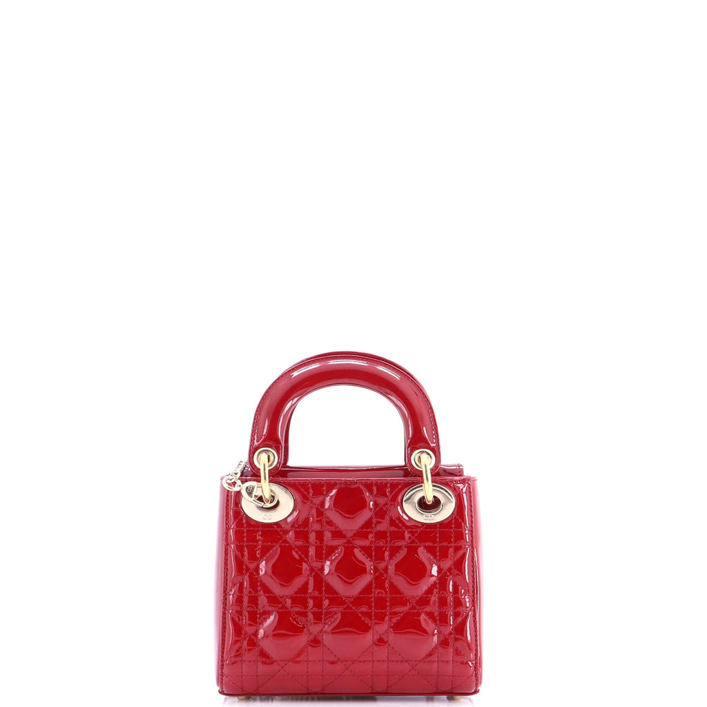 Lady Dior Chain Bag Cannage Quilt Patent Mini
