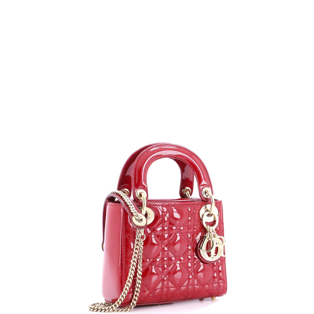 Lady Dior Chain Bag Cannage Quilt Patent Mini