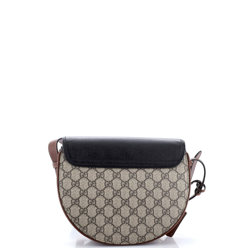Padlock Saddle Shoulder Bag GG Coated Canvas and Leather Small