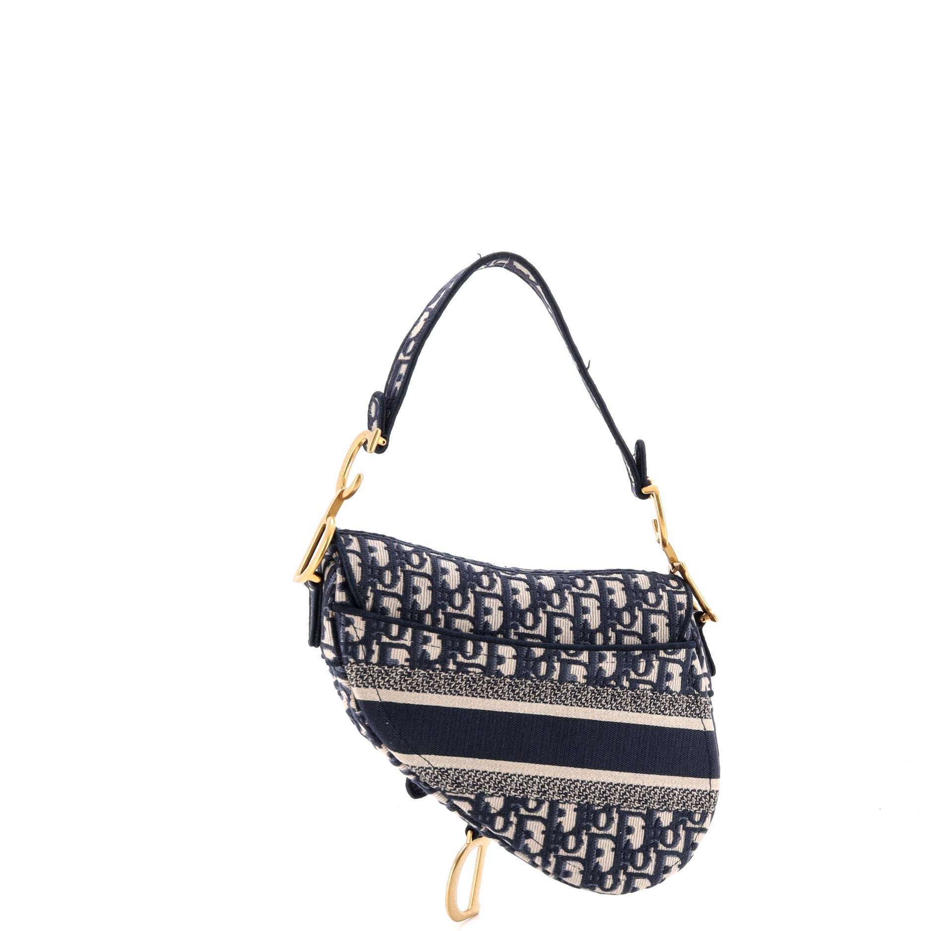 Saddle Handbag Logo Embroidered Oblique Canvas Medium