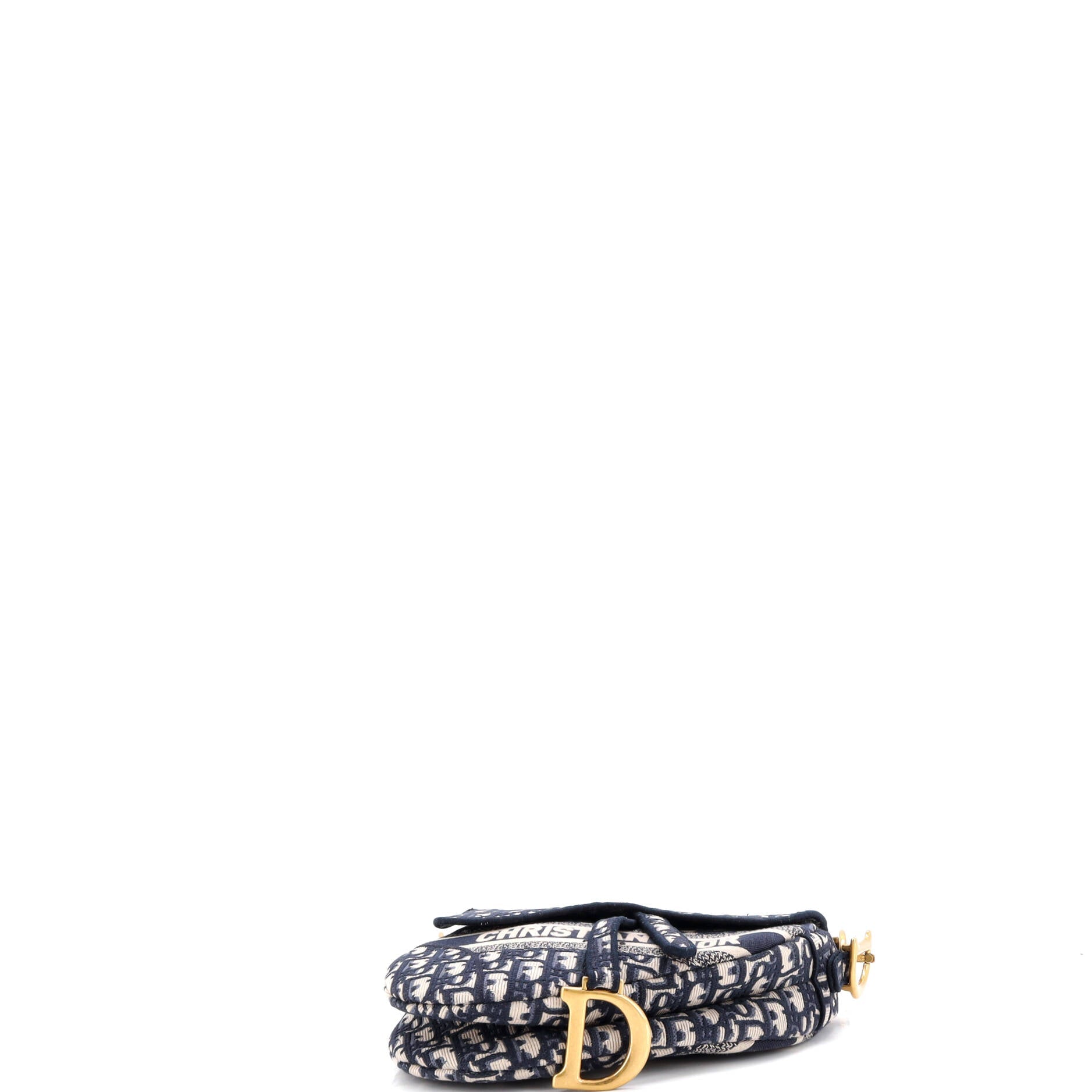 Saddle Handbag Logo Embroidered Oblique Canvas Medium