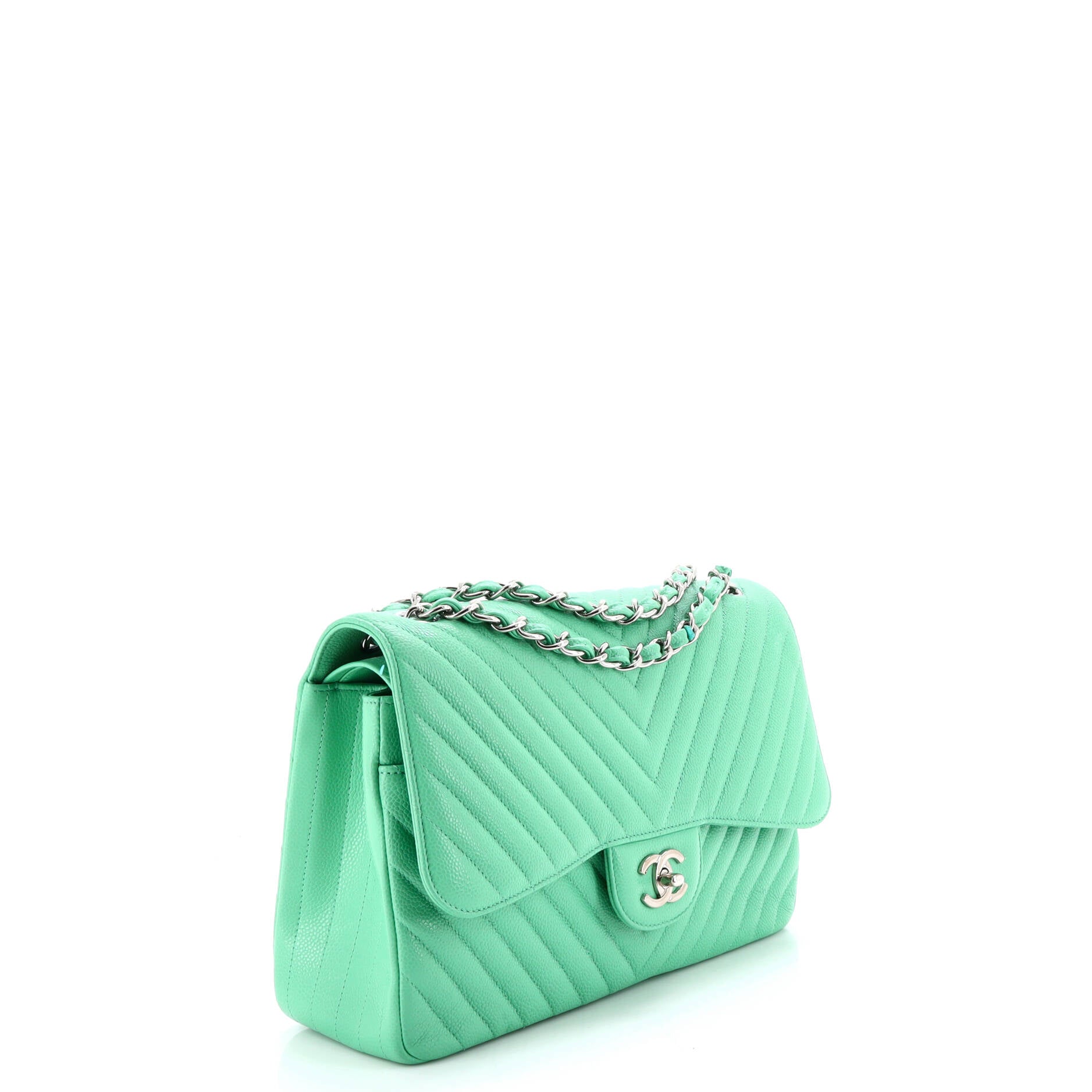 Classic Double Flap Bag Chevron Caviar Jumbo
