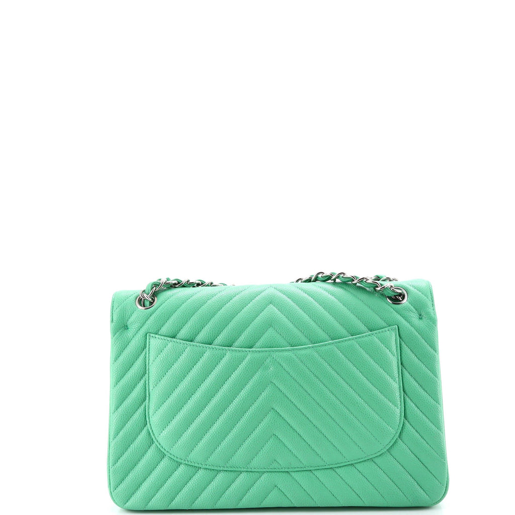 Classic Double Flap Bag Chevron Caviar Jumbo