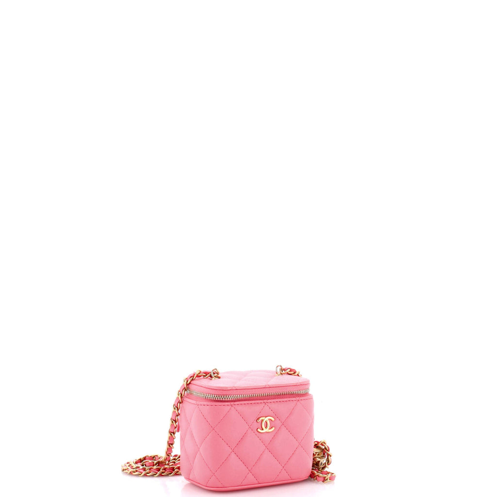 Pearl Crush Vanity Case with Chain Quilted Lambskin Mini