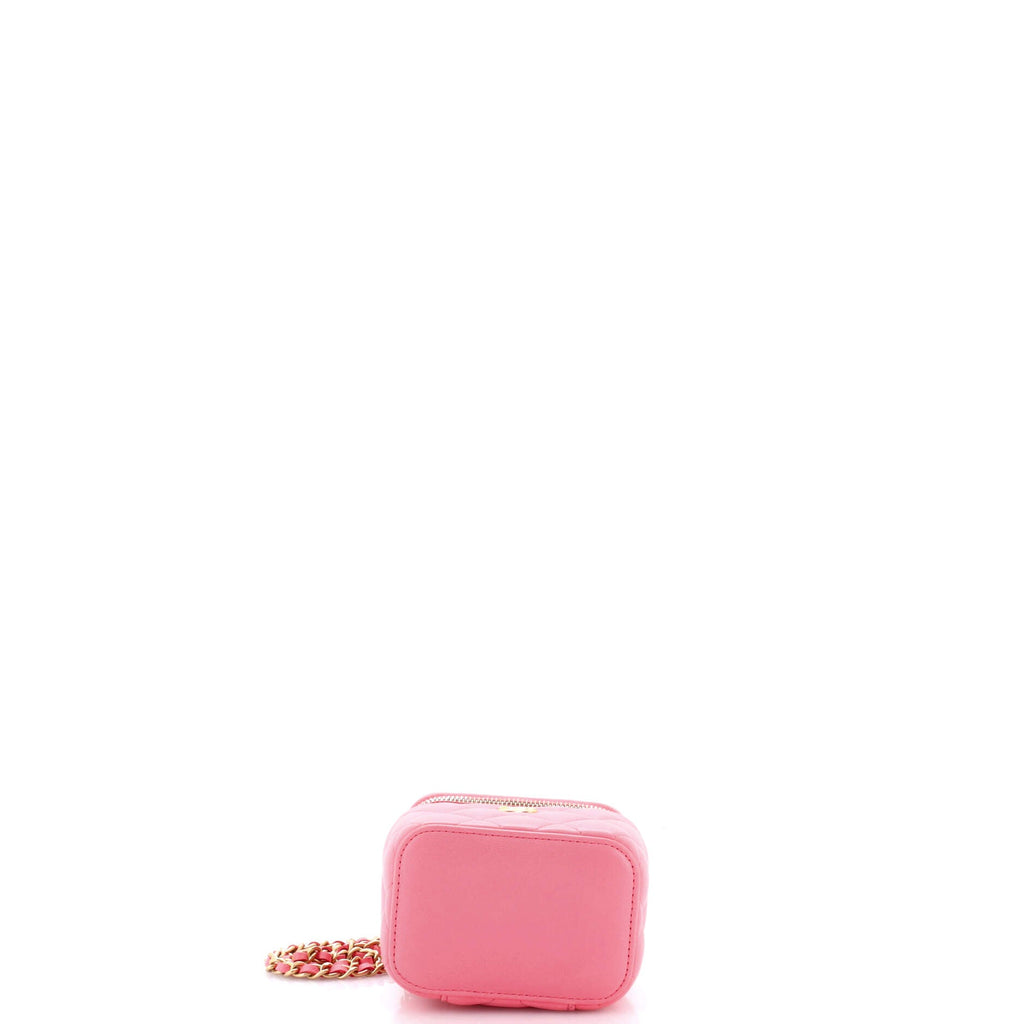 Pearl Crush Vanity Case with Chain Quilted Lambskin Mini