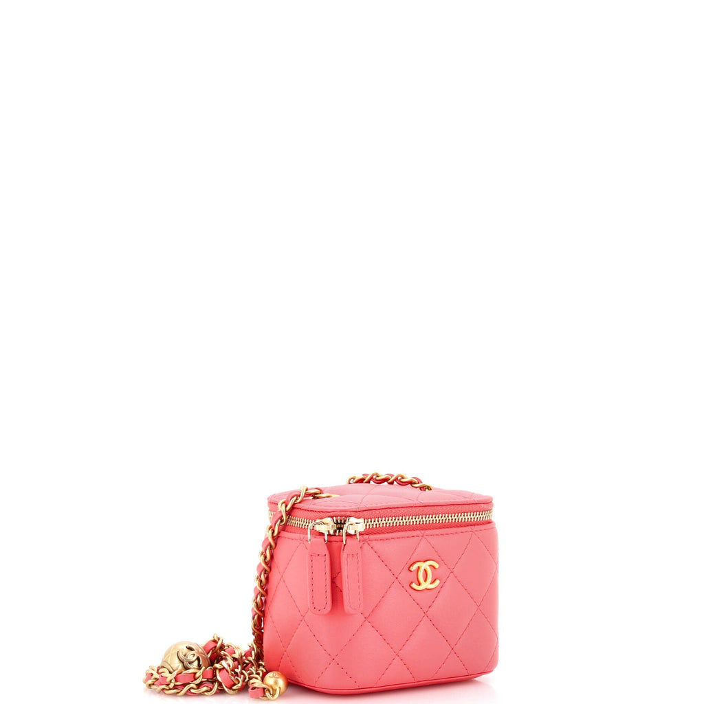 Pearl Crush Vanity Case with Chain Quilted Lambskin Mini