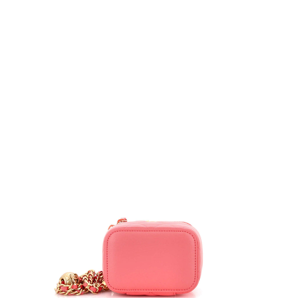 Pearl Crush Vanity Case with Chain Quilted Lambskin Mini