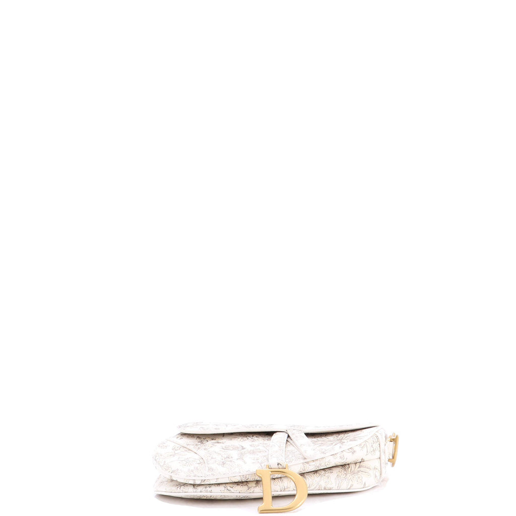 Saddle Handbag with Strap Printed Leather Medium