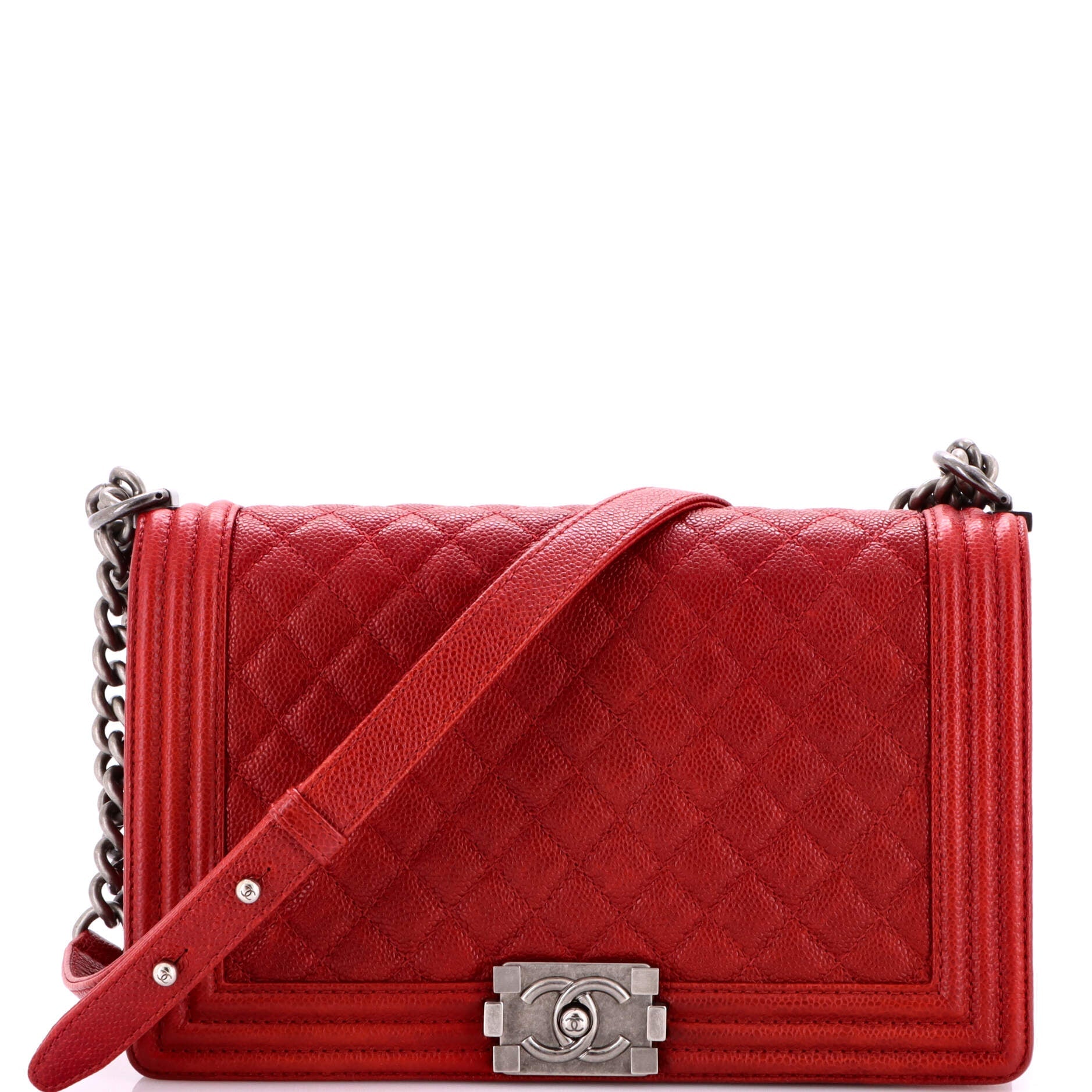 Boy Flap Bag Quilted Caviar New Medium
