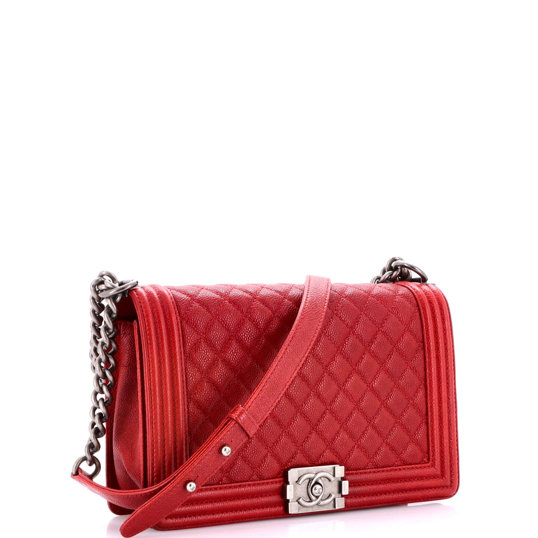 Boy Flap Bag Quilted Caviar New Medium