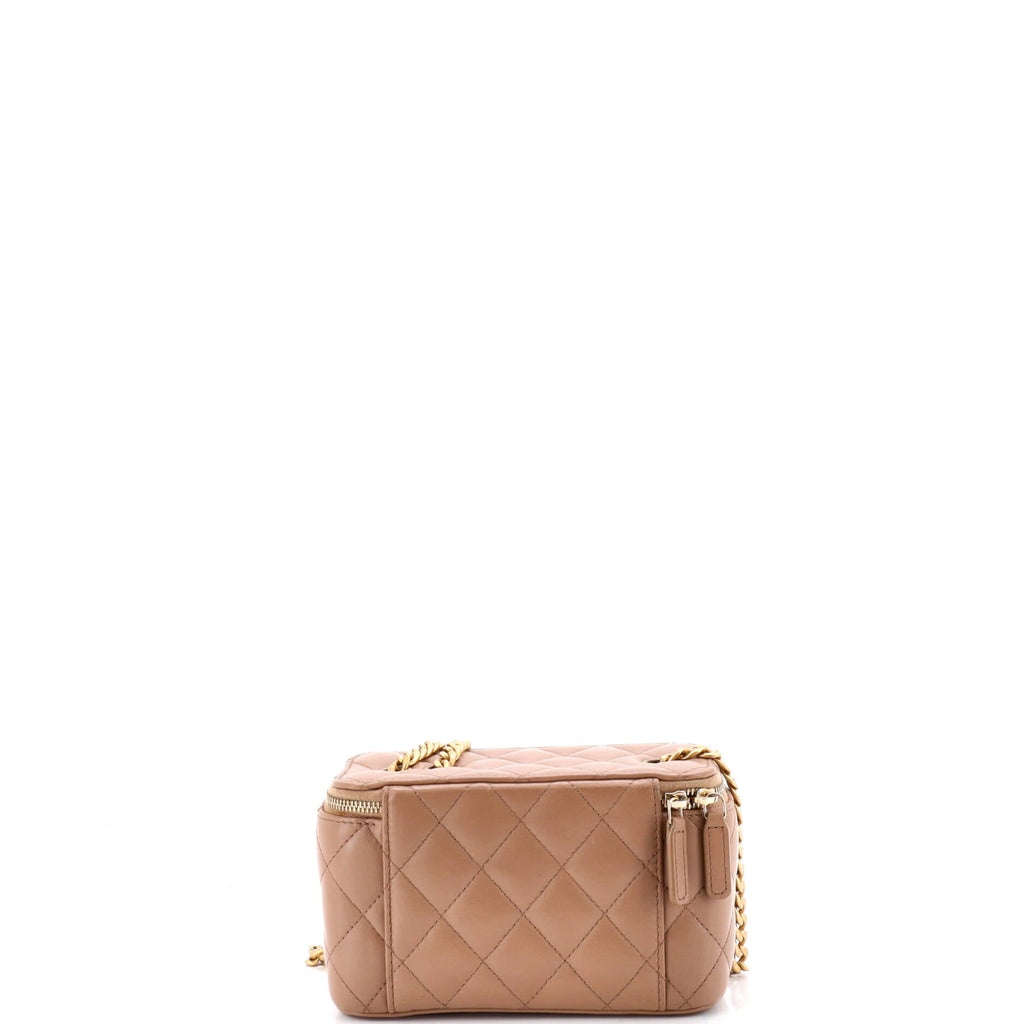 All Slide Long Vanity Case with Chain Quilted Lambskin Small