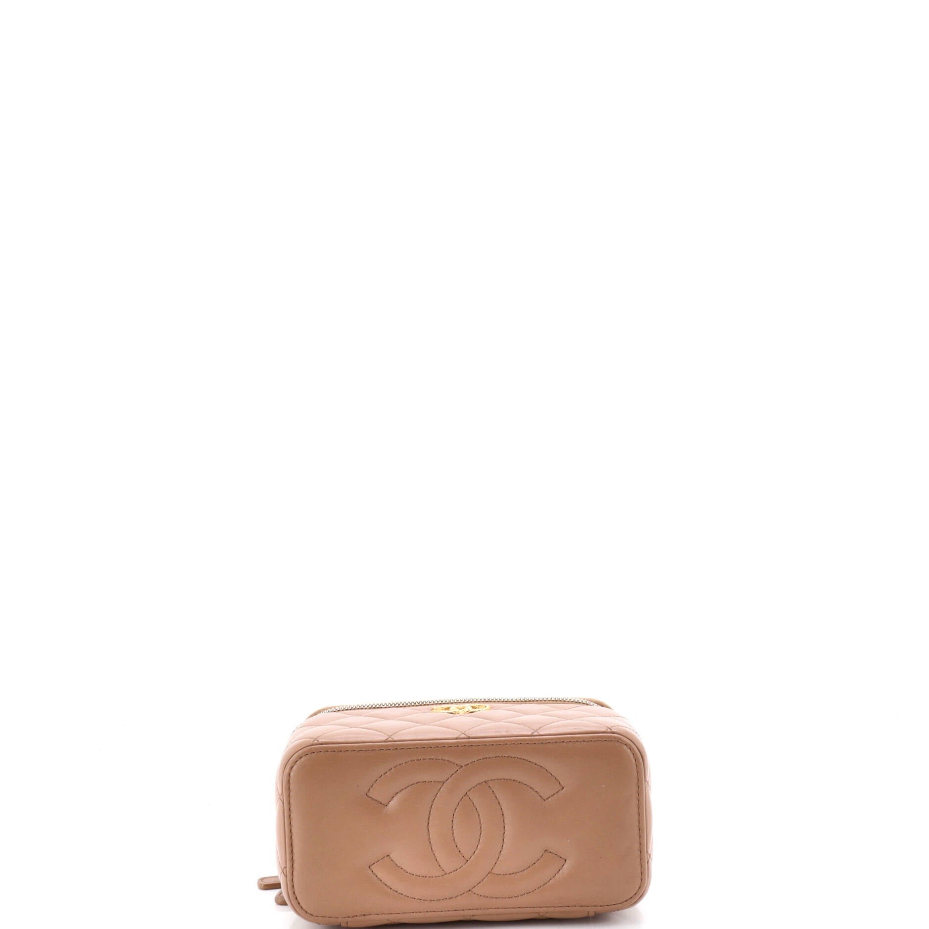 All Slide Long Vanity Case with Chain Quilted Lambskin Small