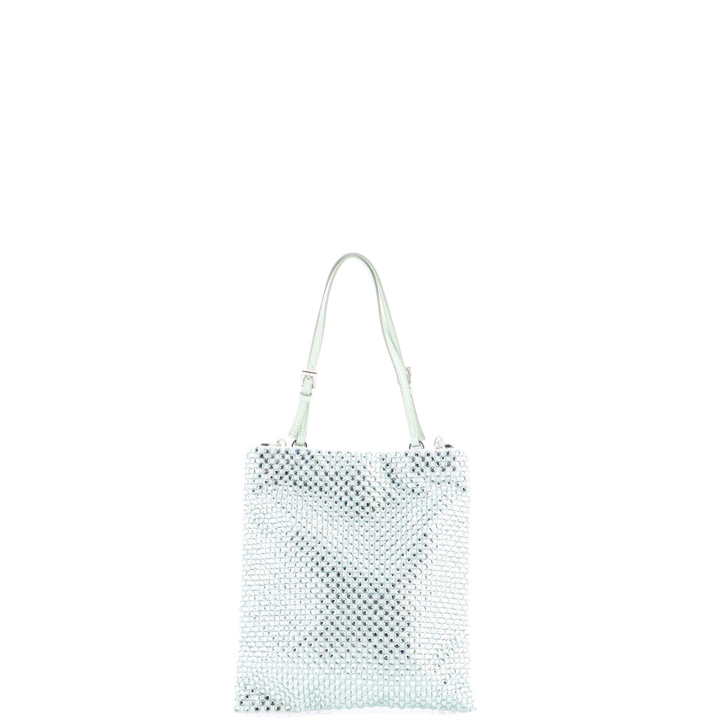 Chain Flat Tote Crystal Embellished Satin Mini