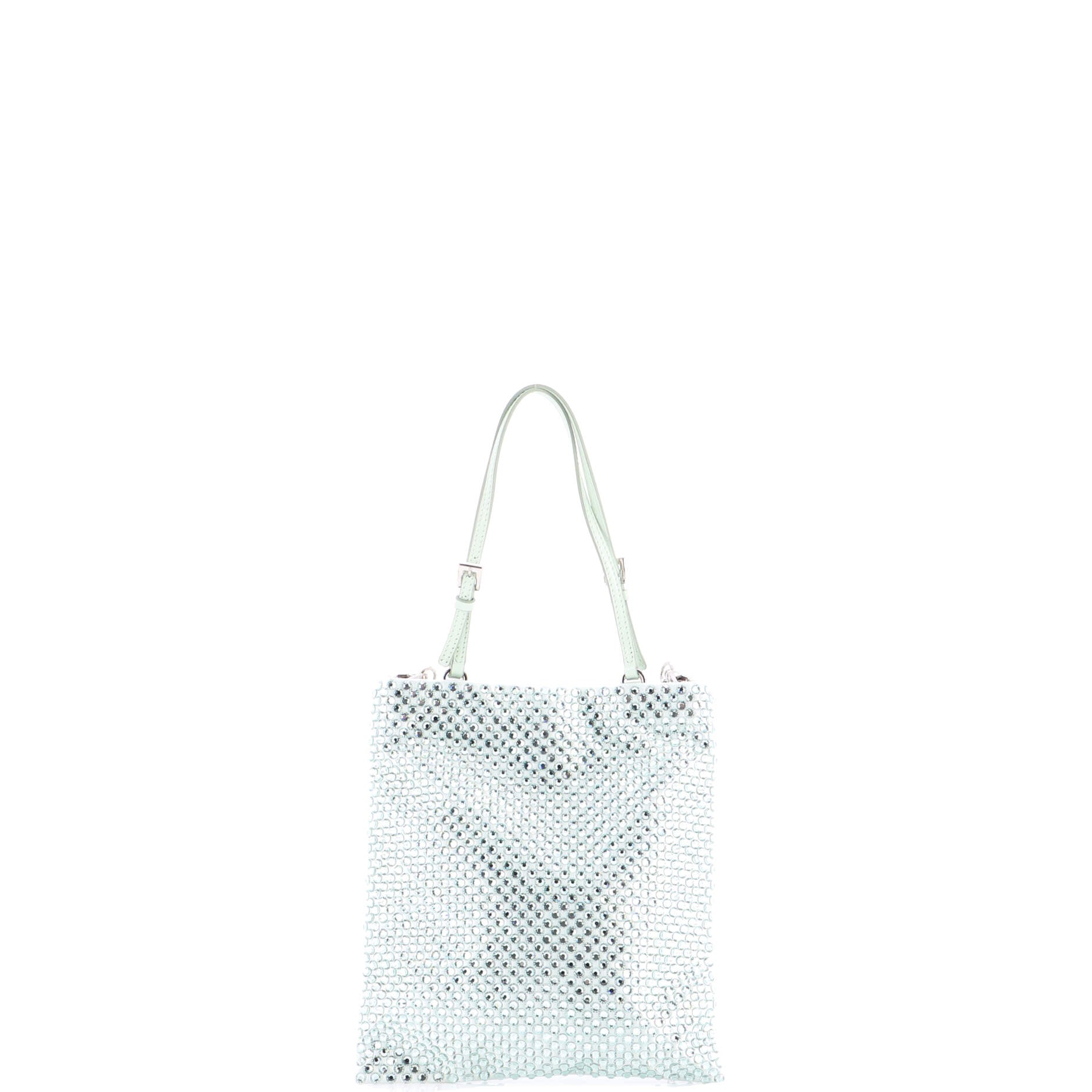 Chain Flat Tote Crystal Embellished Satin Mini