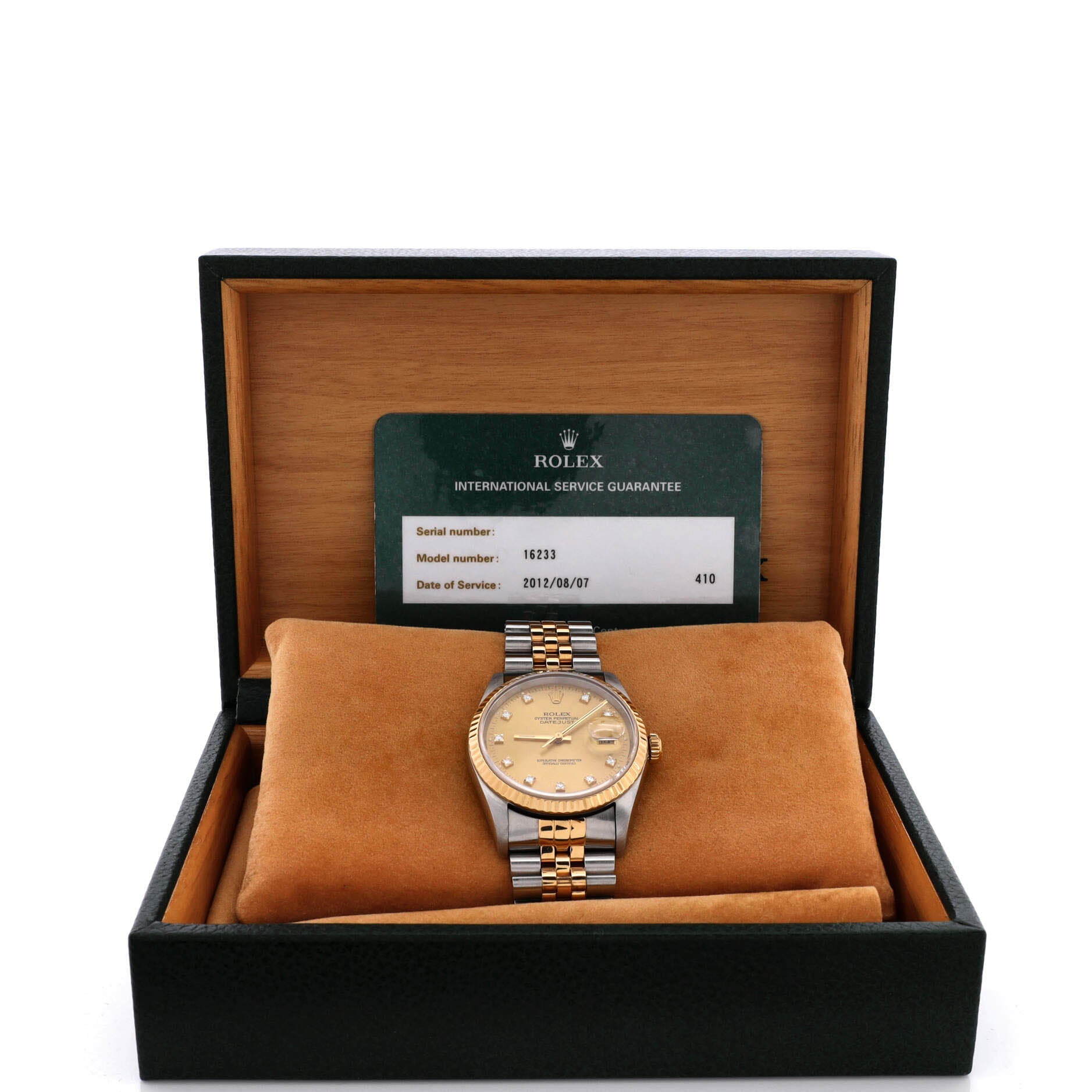 Oyster Perpetual Datejust Automatic Watch Stainless Steel and Yellow Gold with Diamond Markers 36