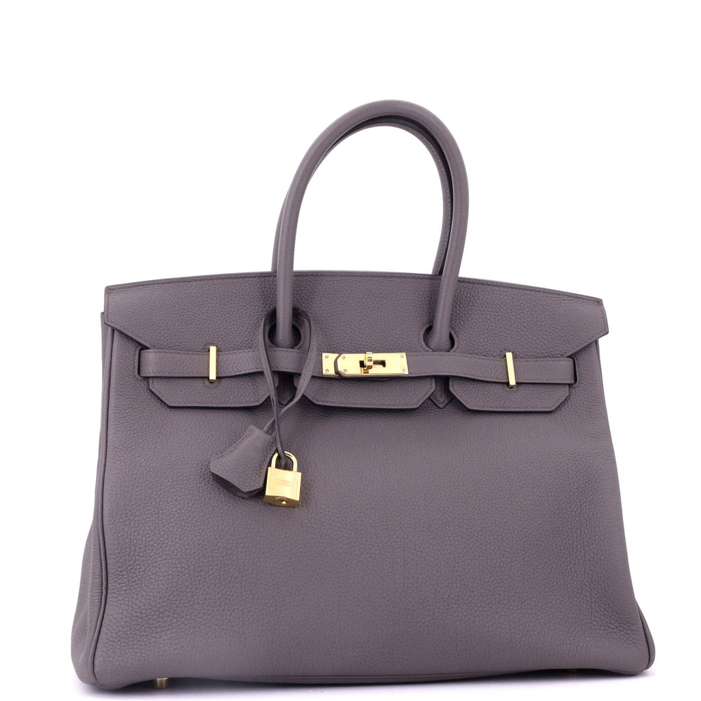 Birkin Handbag Grey Togo with Gold Hardware 35