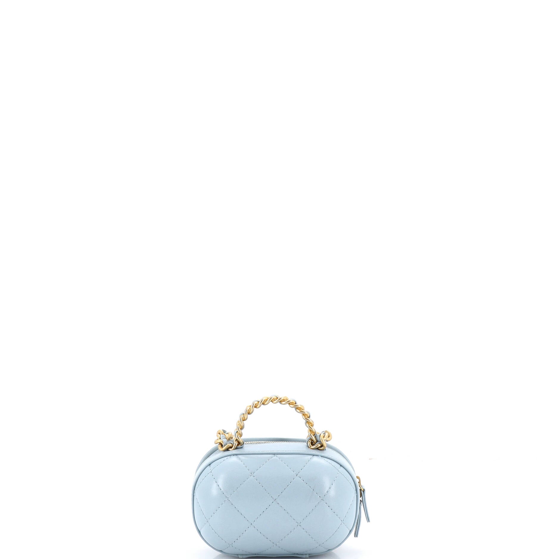 CC Bubble Top Handle Vanity Case with Chain Quilted Lambskin Small