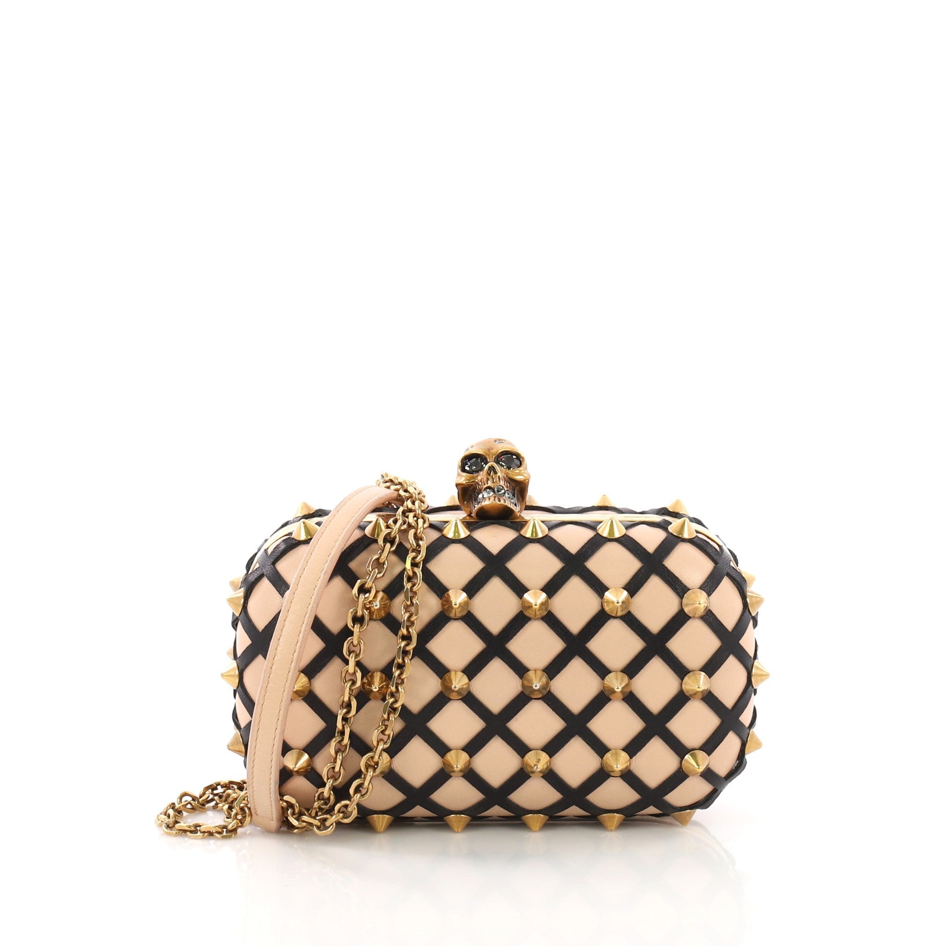 Skull Box Clutch Studded Leather Cut Leather Small