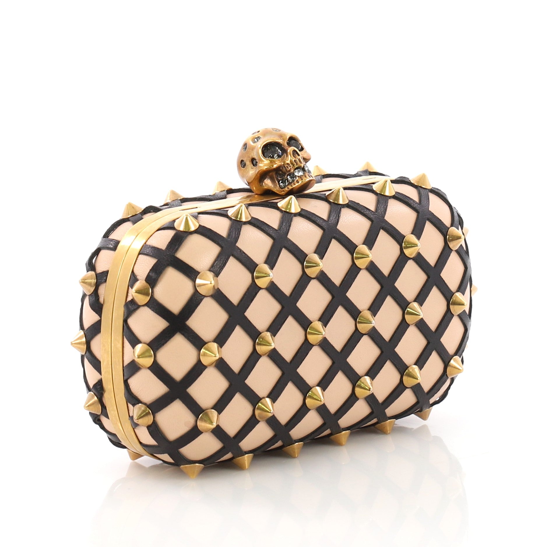 Skull Box Clutch Studded Leather Cut Leather Small