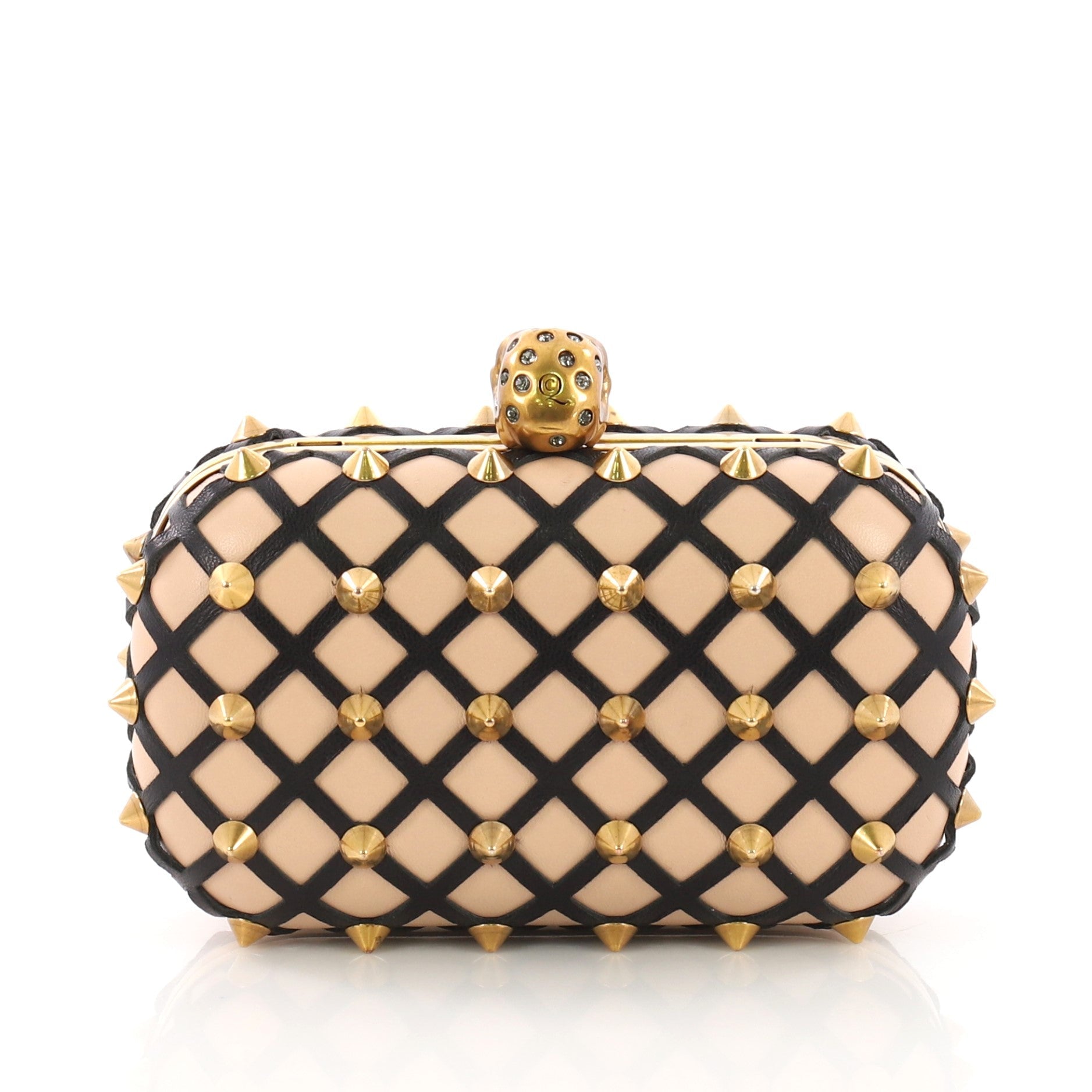 Skull Box Clutch Studded Leather Cut Leather Small