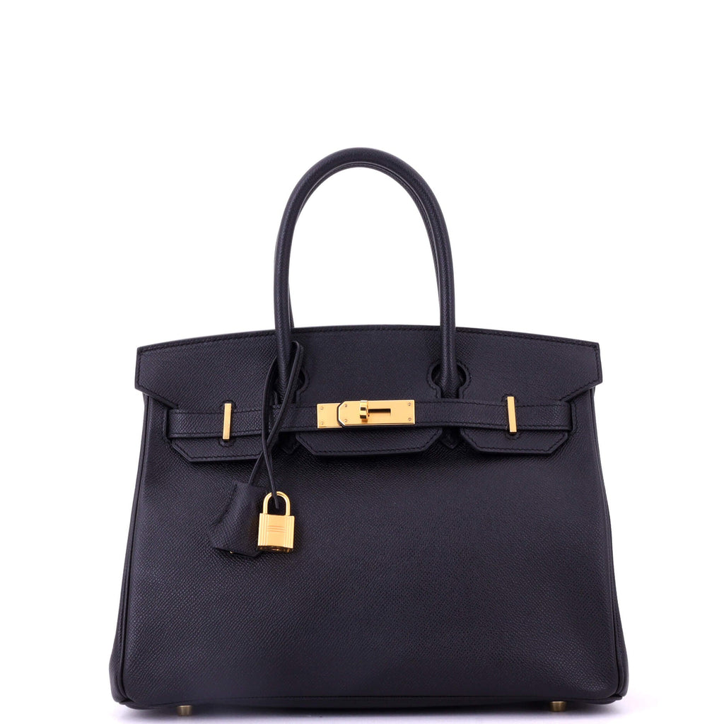 Birkin Handbag Noir Epsom with Gold Hardware 30
