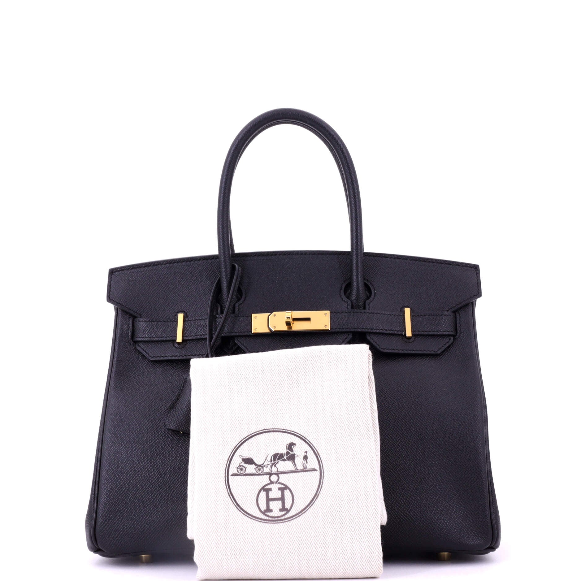 Birkin Handbag Noir Epsom with Gold Hardware 30