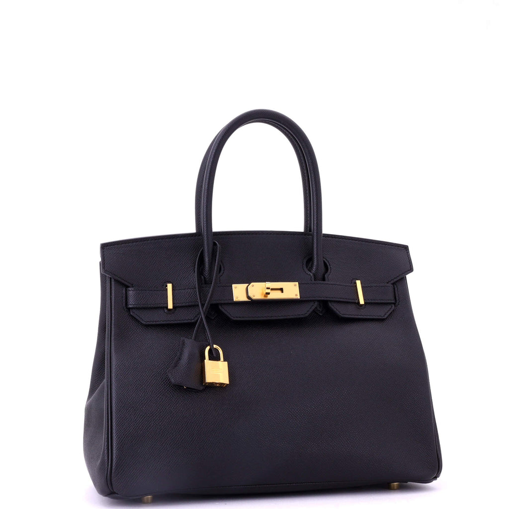 Birkin Handbag Noir Epsom with Gold Hardware 30