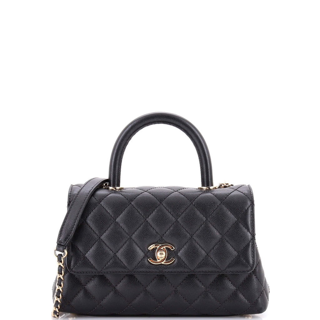 Coco Top Handle Bag Quilted Caviar Mini