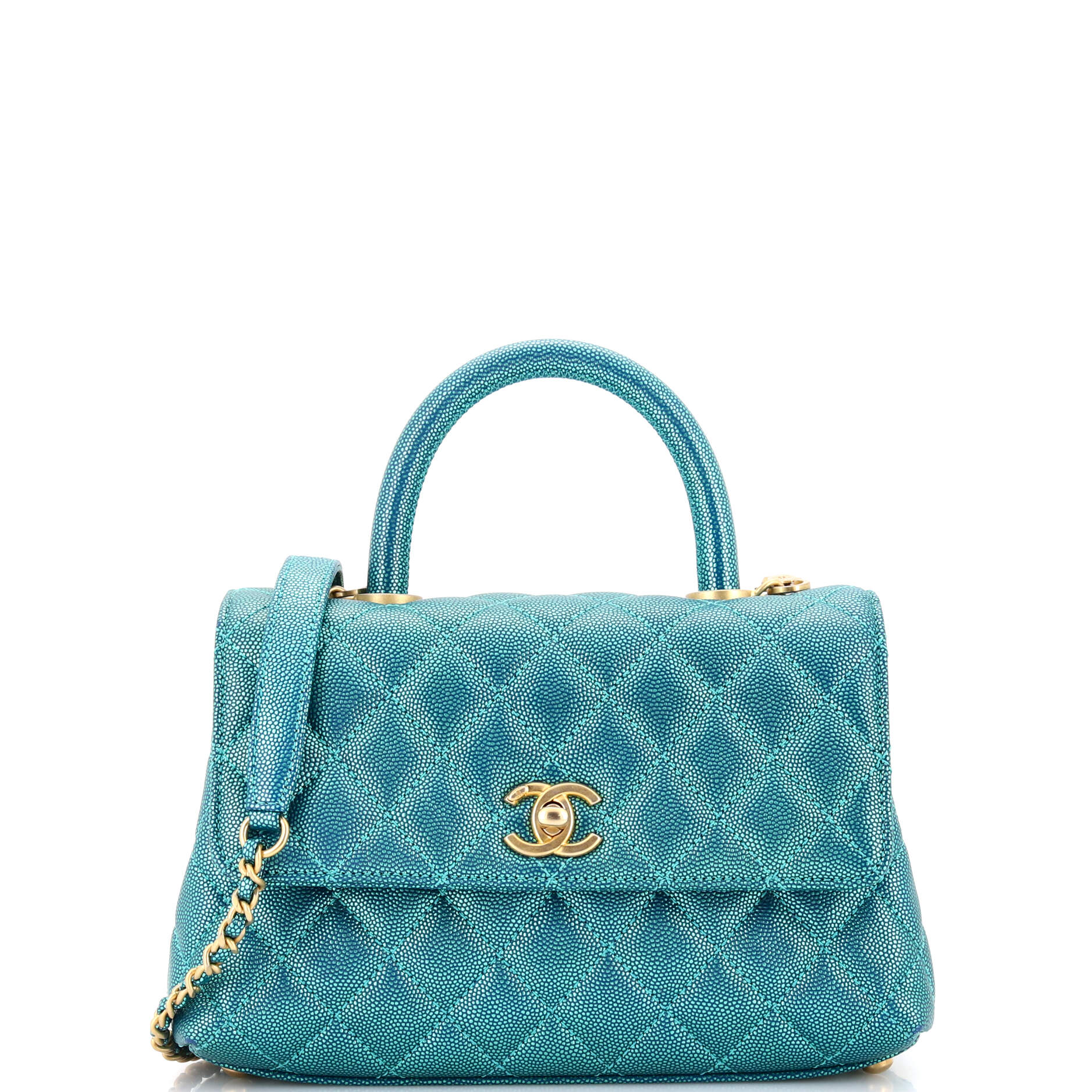 Coco Top Handle Bag Quilted Caviar Mini
