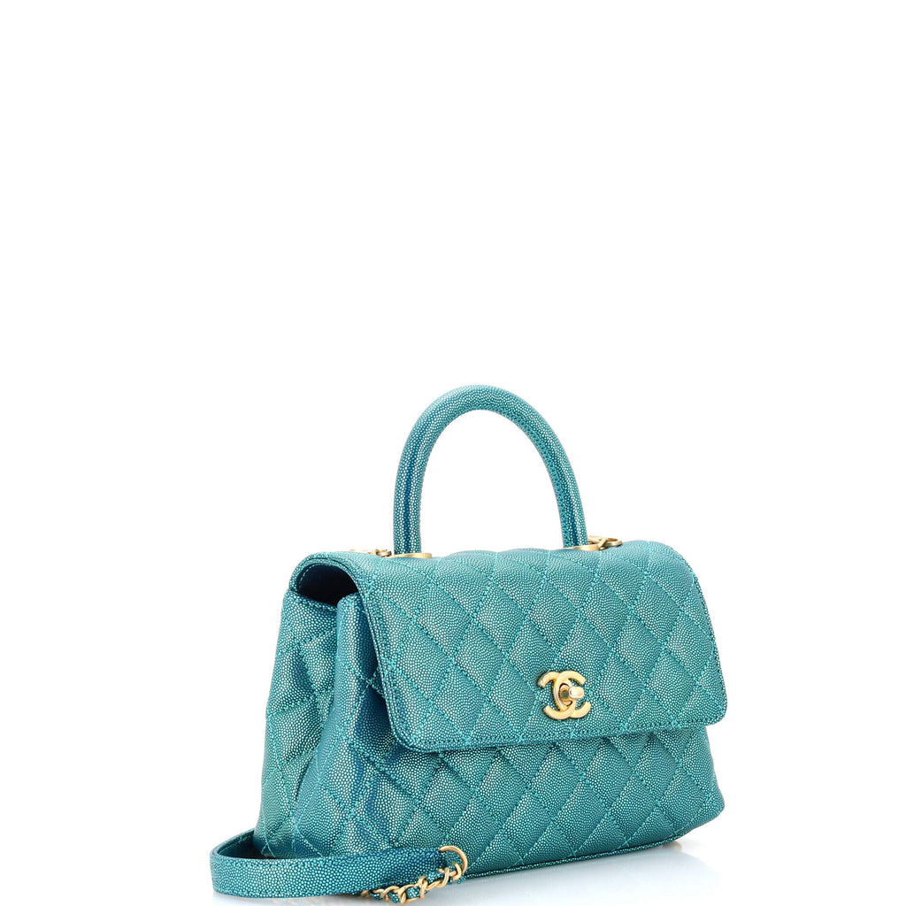 Coco Top Handle Bag Quilted Caviar Mini