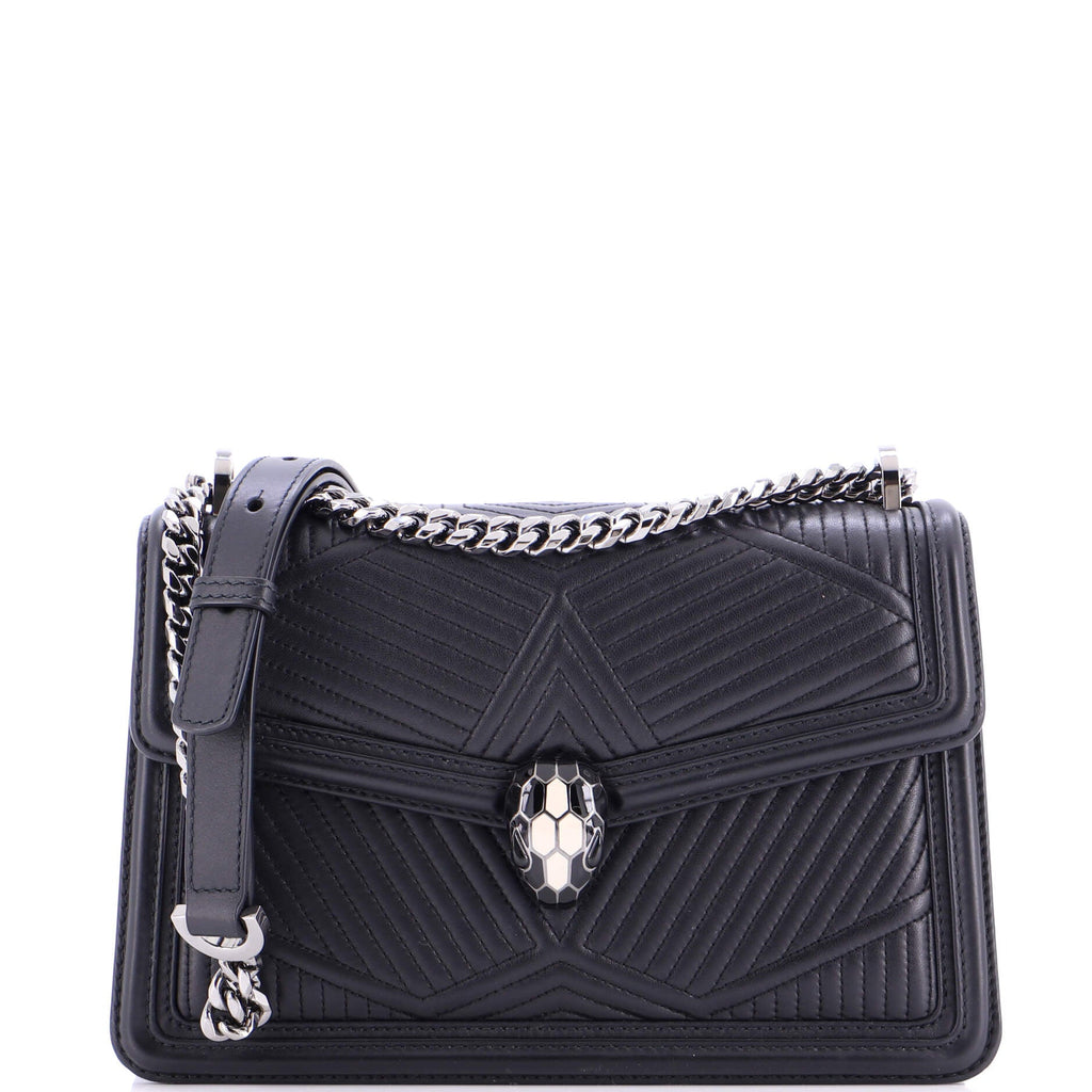 Serpenti Diamond Blast Shoulder Bag Quilted Leather Small